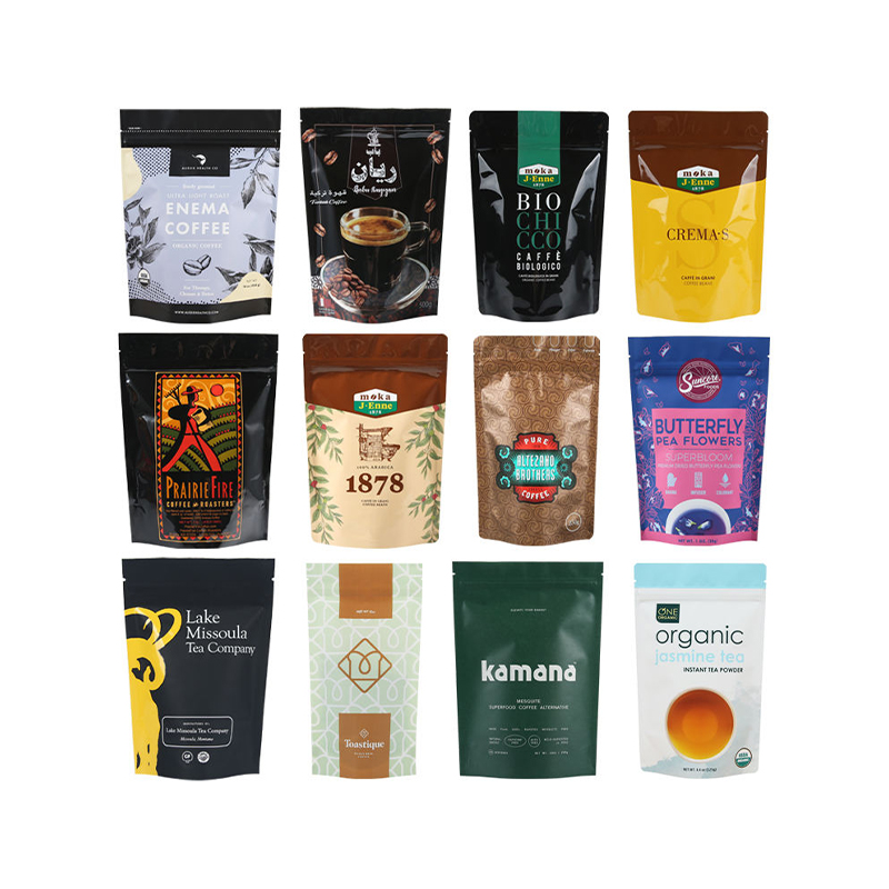 Premium aluminiumsfolie kaffe stand-up pose med ventil